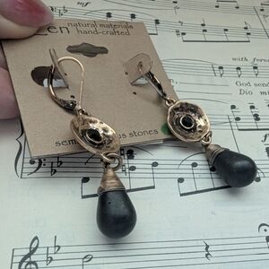 Gold and Black Drop Earrings